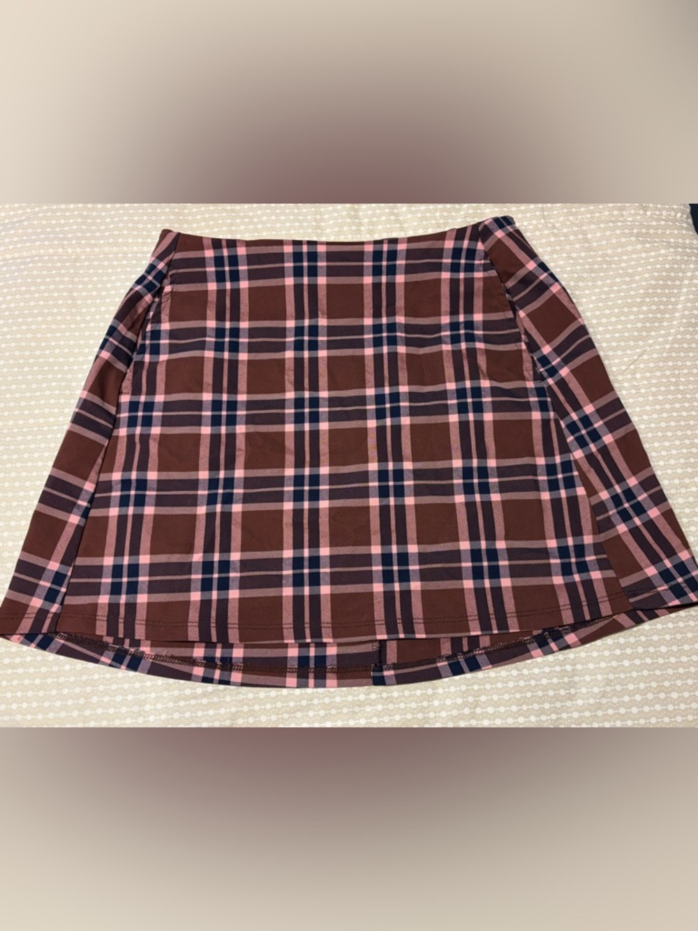 Altar’d State Brown Pink Plaid Mini Skirt A-Line Academic Preppy Women’s Size L